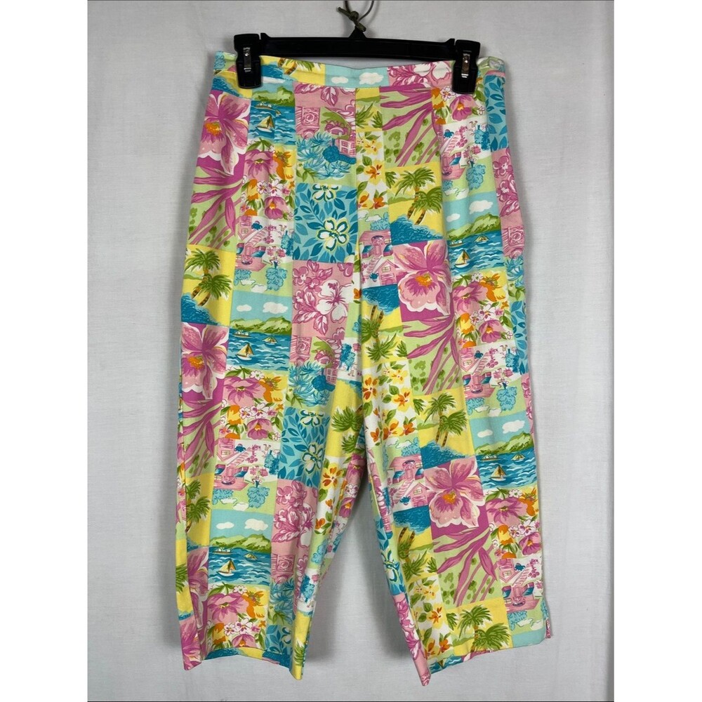 Briggs Beach Town Tropical Bright Pleated Capris Pants